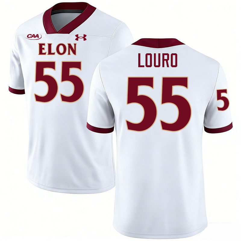 Elon Phoenix #55 Jake Louro College Football Jerseys,Uniforms-White